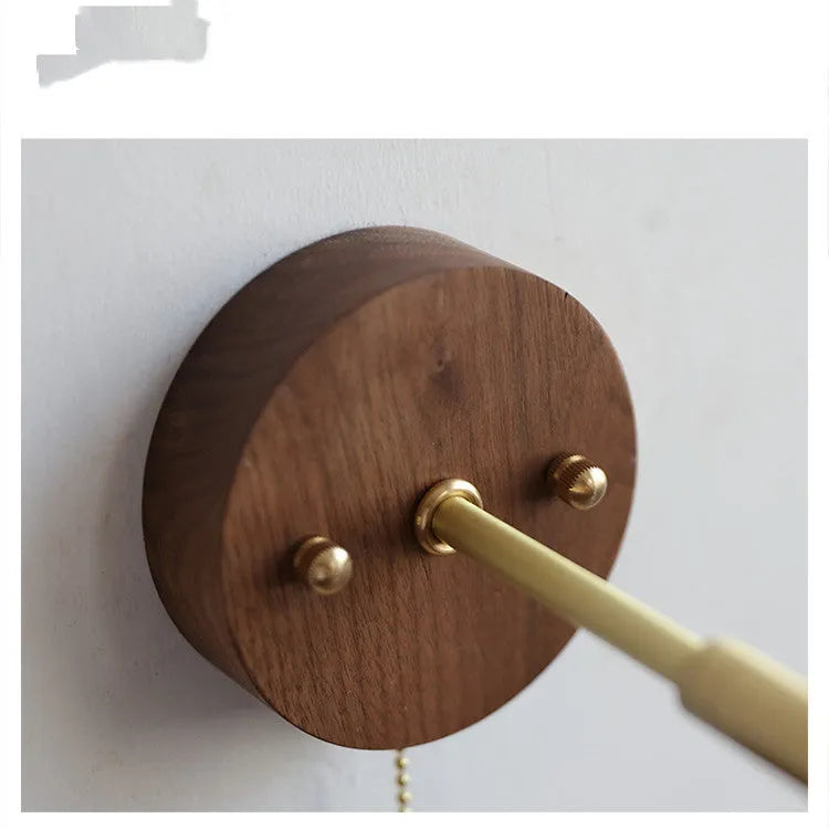 Inn Niche Nordic bedroom wall lamp in walnut colour with warm light source