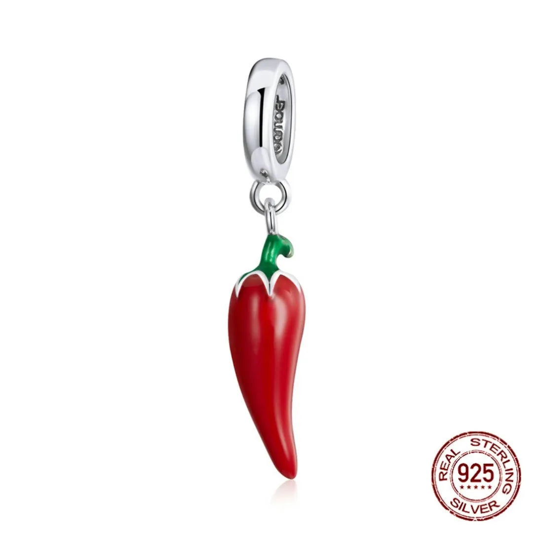 Korean style pepper S925 sterling silver pendant for women, leaf shape, electroplated finish, colour BSC461