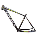 29-inch black green aluminium mountain bike frame with inner cable routing
