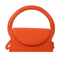 PU leather messenger bag in horizontal square shape with phone compartment and stitching detail