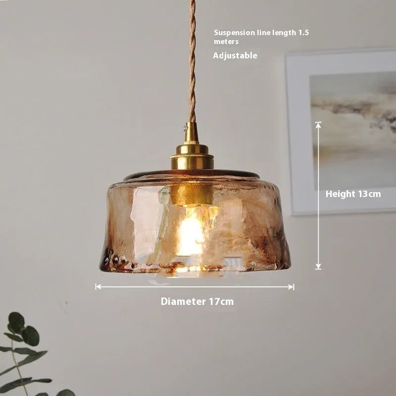 Nordic retro brass glass chandelier pendant light with 4W LED bulb for restaurant bar