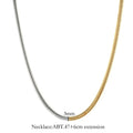Golden stainless steel snake bones chain necklace with 3mm thickness and geometric lines design