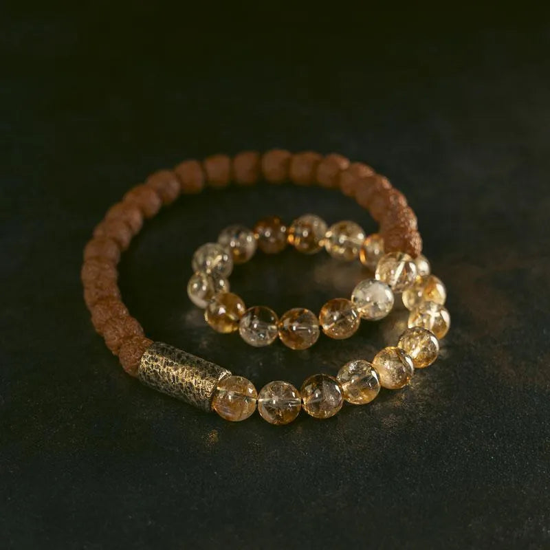 Retro citrine LCD double circle bracelet for girls and boys in sizes 15 to 18