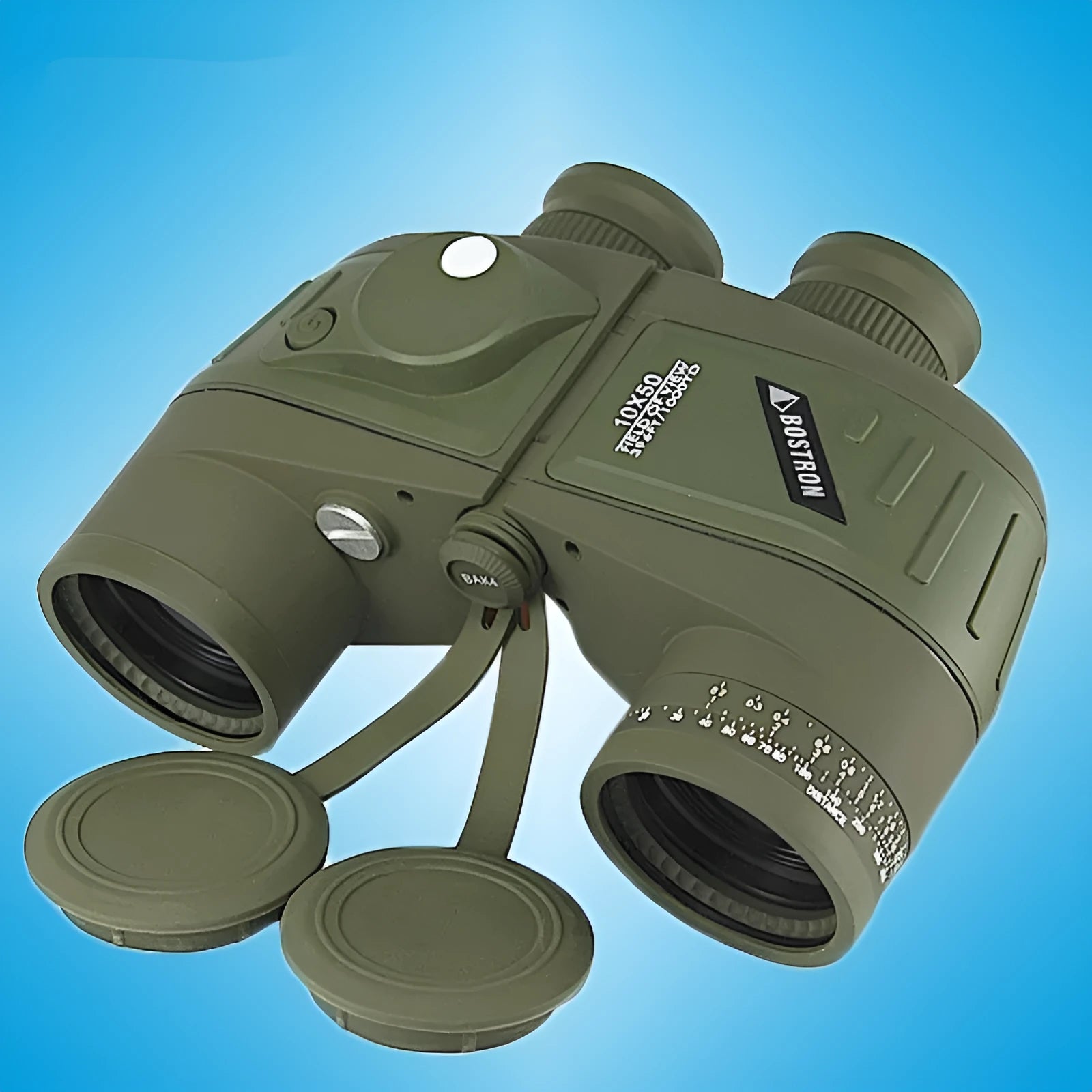 10x50 binocular telescope with compass in army green for outdoor navigation