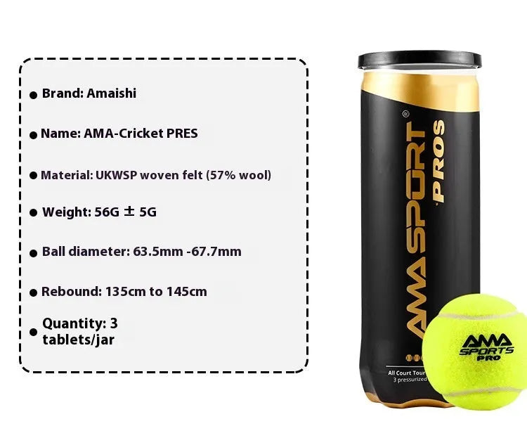Set of three high elasticity cage plate tennis training balls in black, green, and yellow