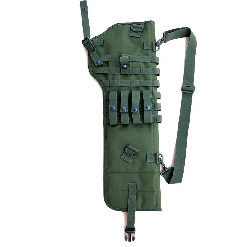 Tactical single shoulder hunting knife bag in Oxford cloth with shoulder strap, 72x25x3cm, green colour