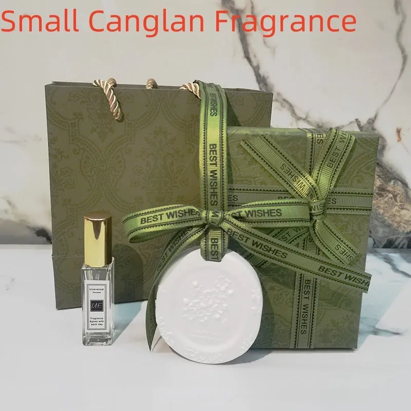 Car aromatherapy stone pendant hanging from rearview mirror with gardenia fragrance option