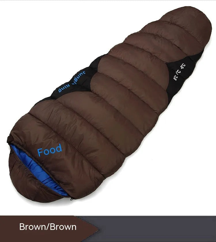 Mummy-style outdoor sleeping bag with compression storage bag in Army Green colour