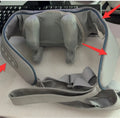 Gray multifunctional neck back waist massager with elastic fabric and infrared physiotherapy features