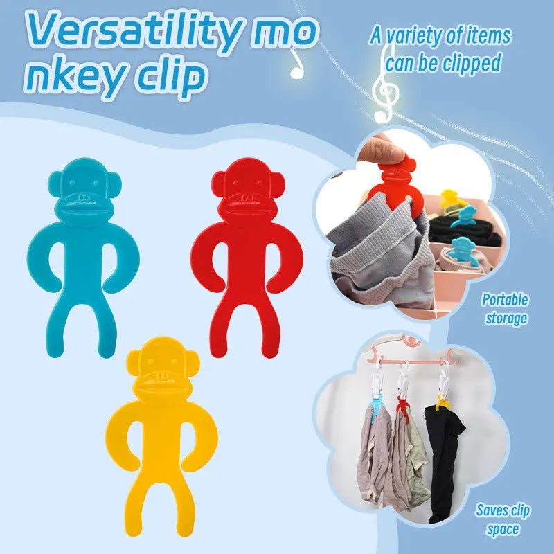 Plastic socks clips in blue, red and yellow colours for machine wash laundry organisation