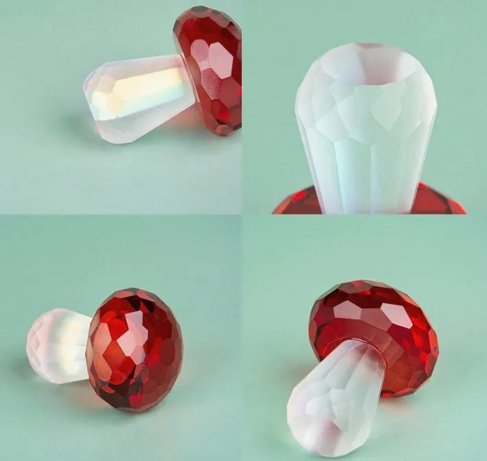 Colourful mushroom-shaped crystal decoration in modern simplicity style, 40mm by 53mm.