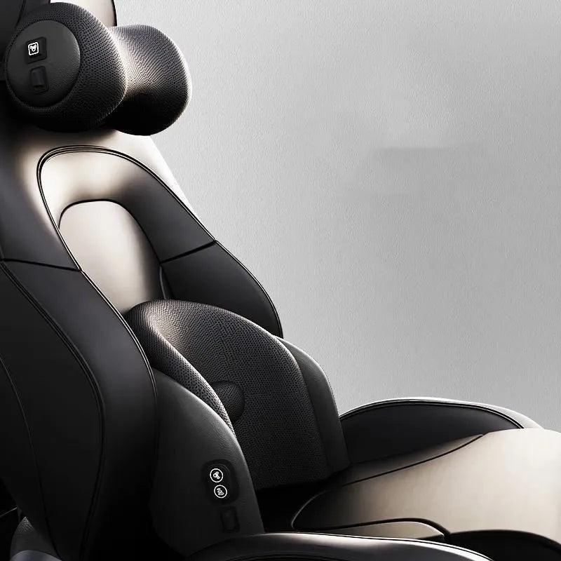 Car massage cushion for lumbar and neck support with memory cotton filling in multiple colour options