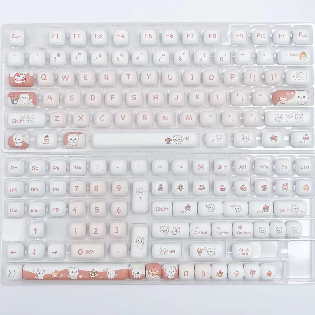 Cartoon dessert cat MOG round key cap set for mechanical keyboard customisation with sublimation printing