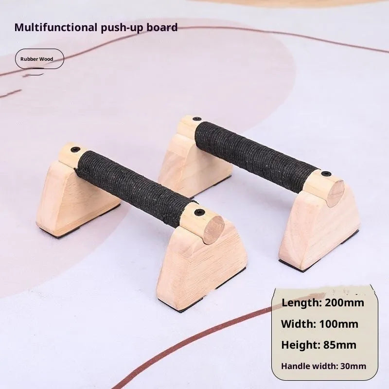 Two solid wood single parallel bars in beech wood finish on a floor, 30cm length, for home fitness