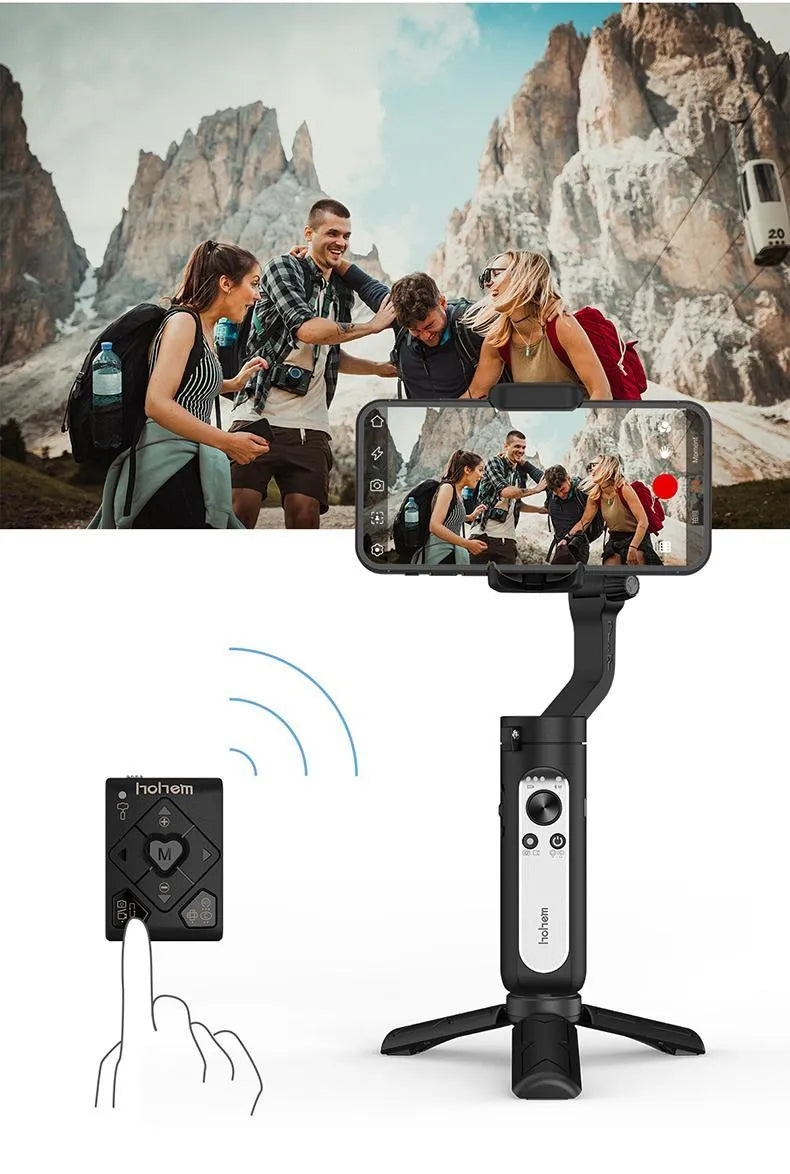 3-axis plastic foldable mobile phone stabiliser in black folded mode