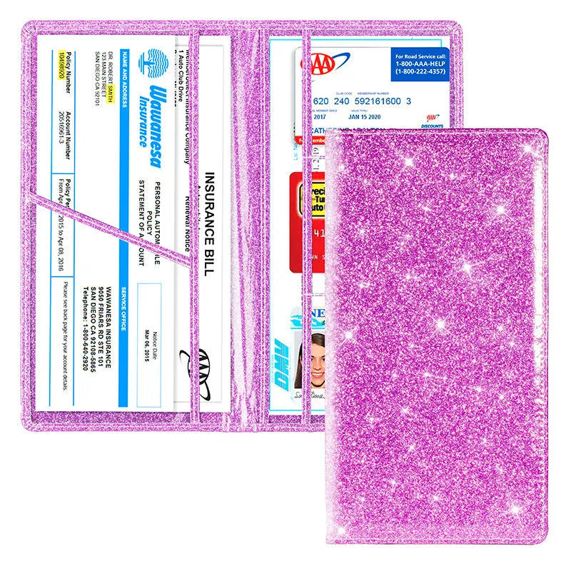 PU leather car insurance policy protective cover wallet in multiple colours for registration document storage