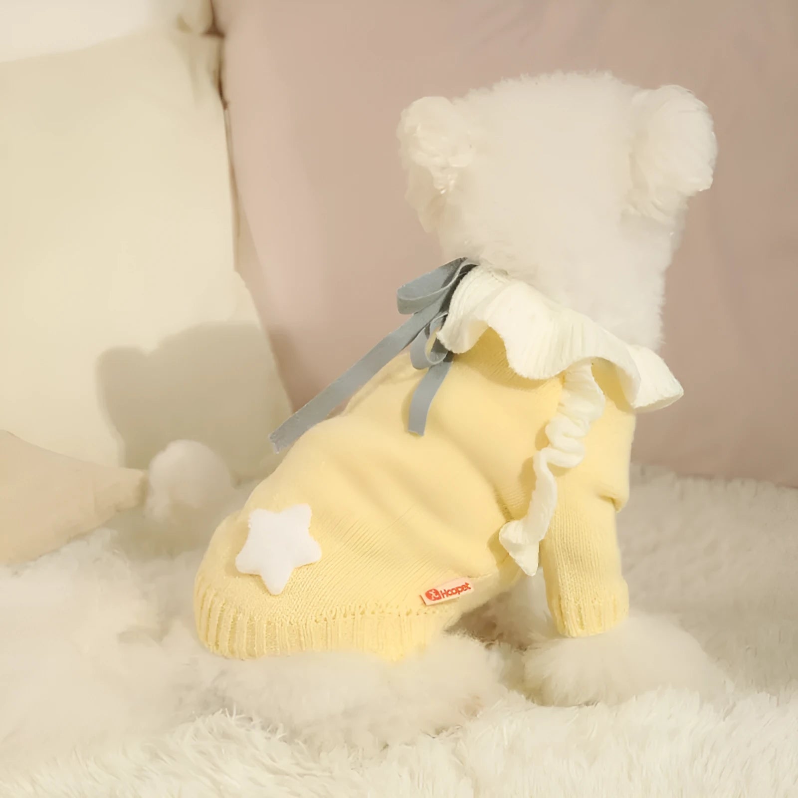 Autumn pet puppy sweater in acrylic, yellow XINGX style, for small dogs, size XS-XL