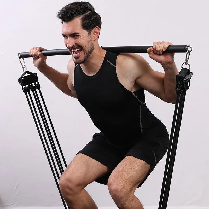 Gym equipment handle accessory with bearing ring, steel pipe and stainless steel construction, black EVA sponge grip, 980mm length