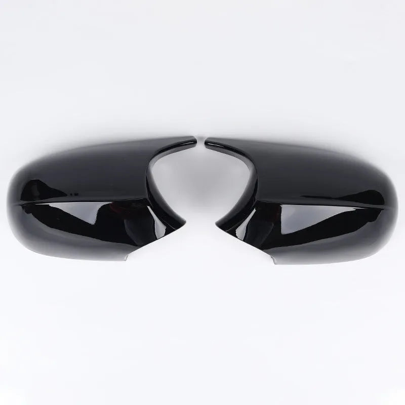BMW 3 Series E90 rearview mirror replacement housing shells in black and carbon pattern finishes