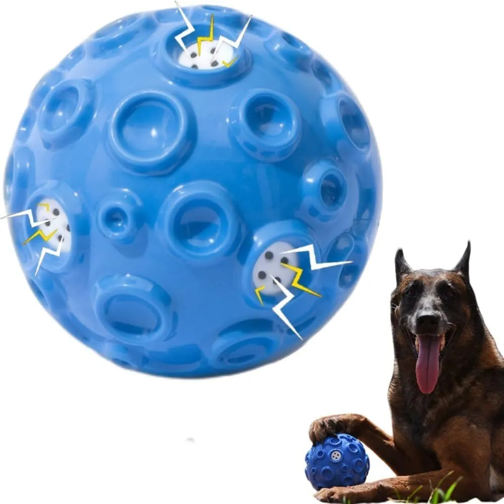 Durable rubber dog ball toy with textured surface for aggressive chewers and teeth cleaning.