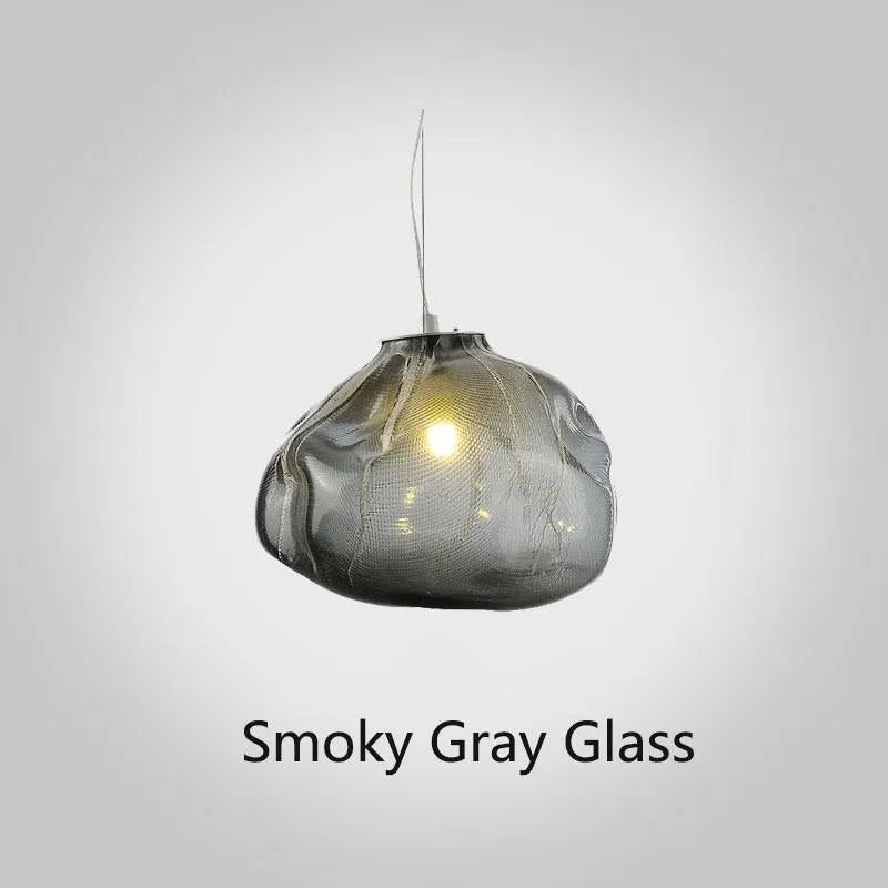 Modern glass decorative chandelier with LED lighting in amber, clear or smoke grey colours