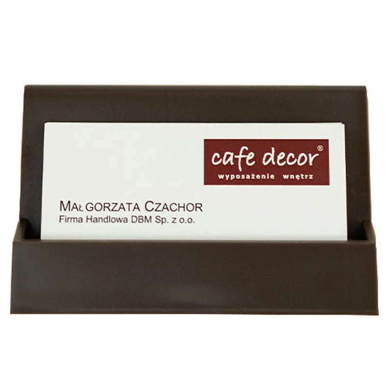 Creative PS business card stand geometric shape 2mm thickness holds 20 cards brown