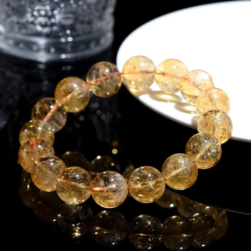 Natural yellow citrine bracelet with geometric beads in various size options from 4mm to 20.8mm diameters