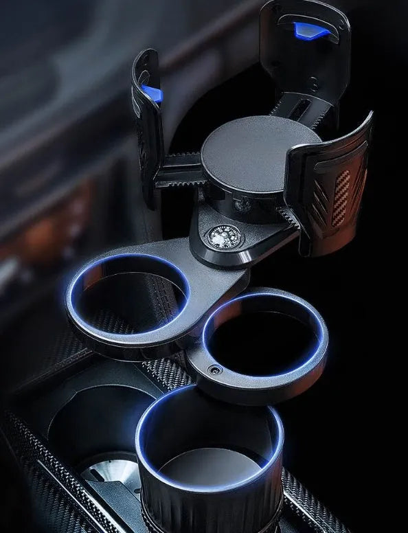 Carbon fibre black car water cup holder with retractable bottom adjustment