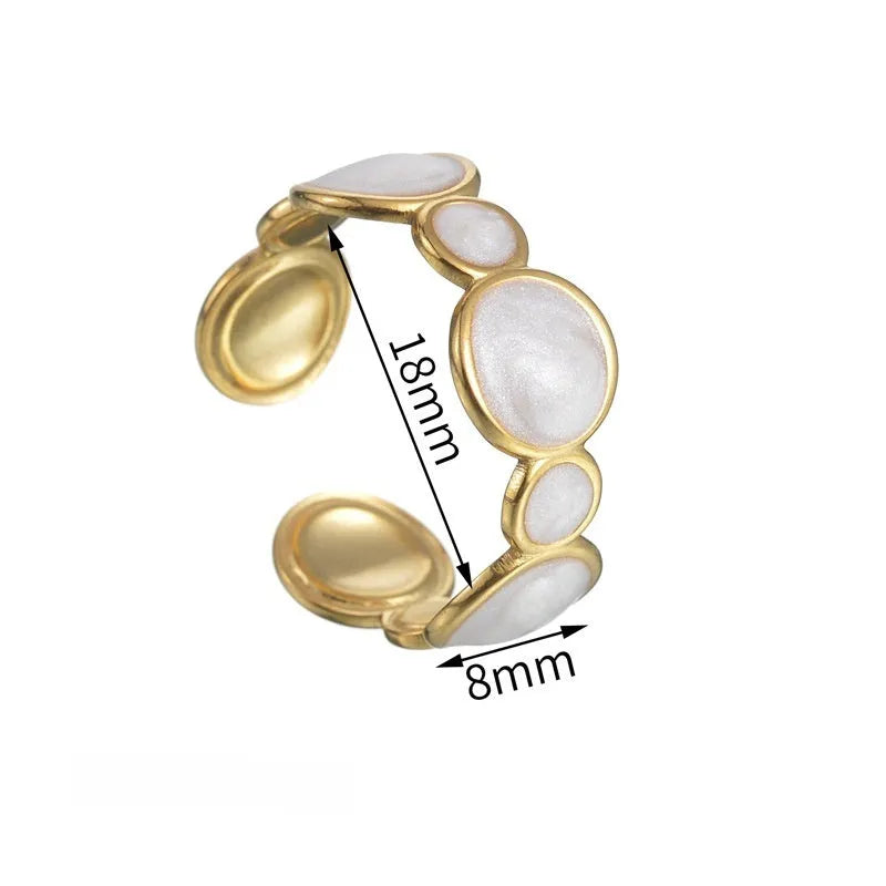 Adjustable opening geometric ring in stainless steel with electroplated finish, contemporary jewellery design