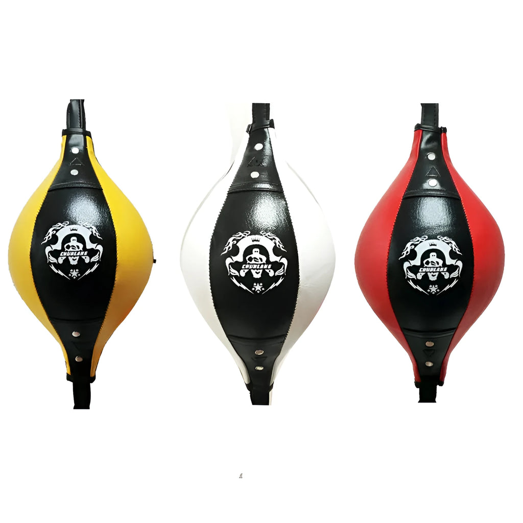 Diamond pattern boxing speed ball in black and red for Muay Thai and reaction training