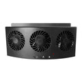 Black and white USB-powered car ventilation fan for exhaust odour and heat dissipation