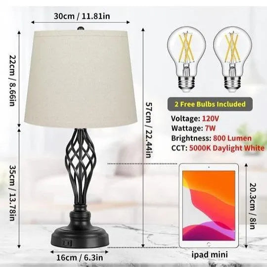 European-style alloy USB table lamp with touch sensor control for dimmable cold and warm light