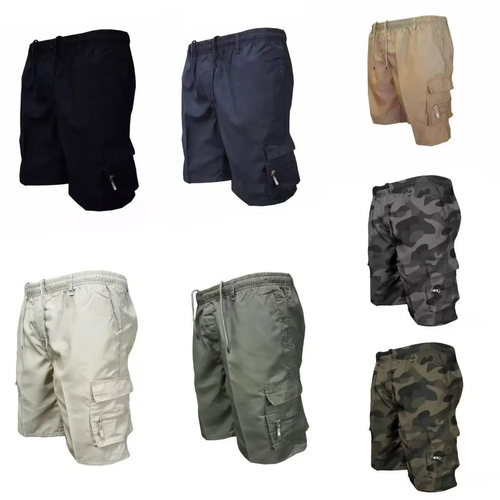 Men's loose fit casual work trousers in black, made from lightweight polyester, front view.