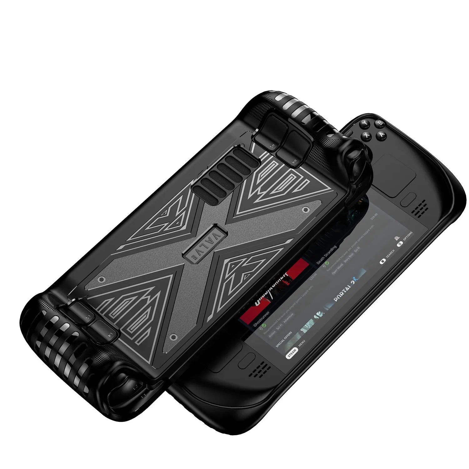 Steam Deck silicone protective case in red, blue, and black colour options