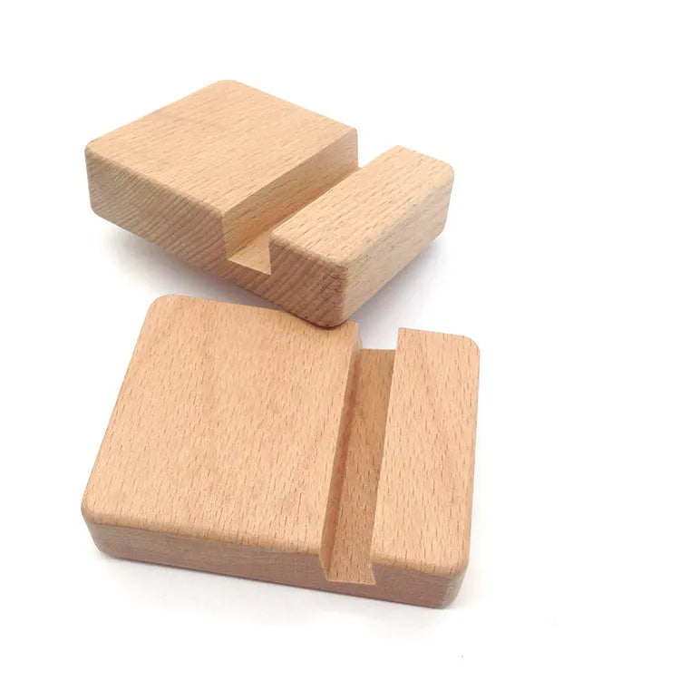 Beech wood mobile phone holder with resin animal design and coin slot