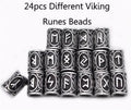 Set of 24 antique silver alloy Viking rune beard beads 13x10mm with 6mm inner diameter