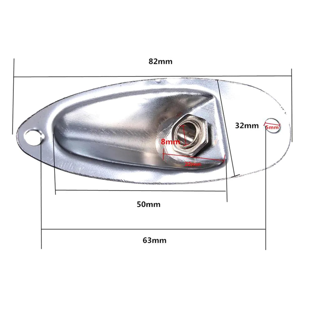 Alloy electric guitar socket jack ST boat socket black silver 8.1x3.2x2.5cm