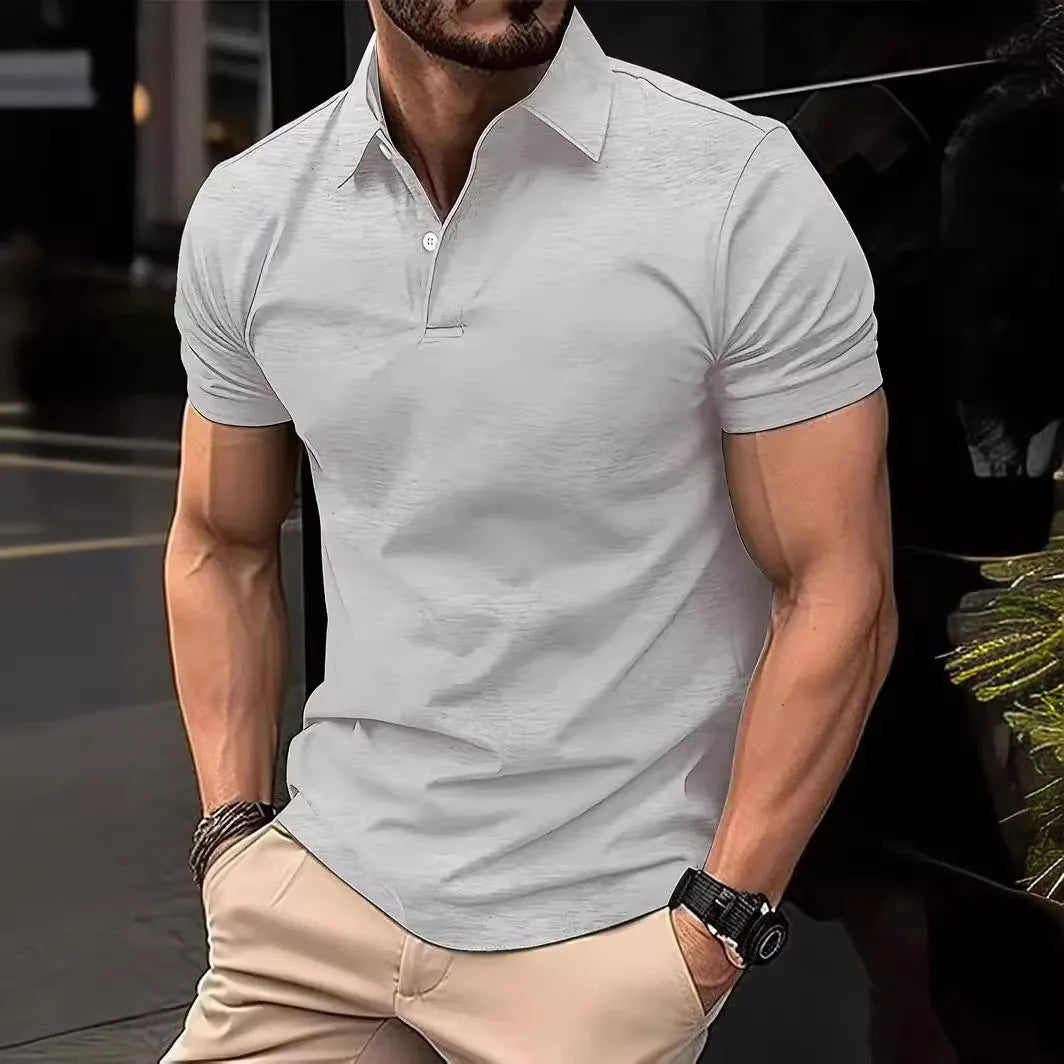 Men's slim fit short sleeve button-up shirt in cotton blend available in multiple colours