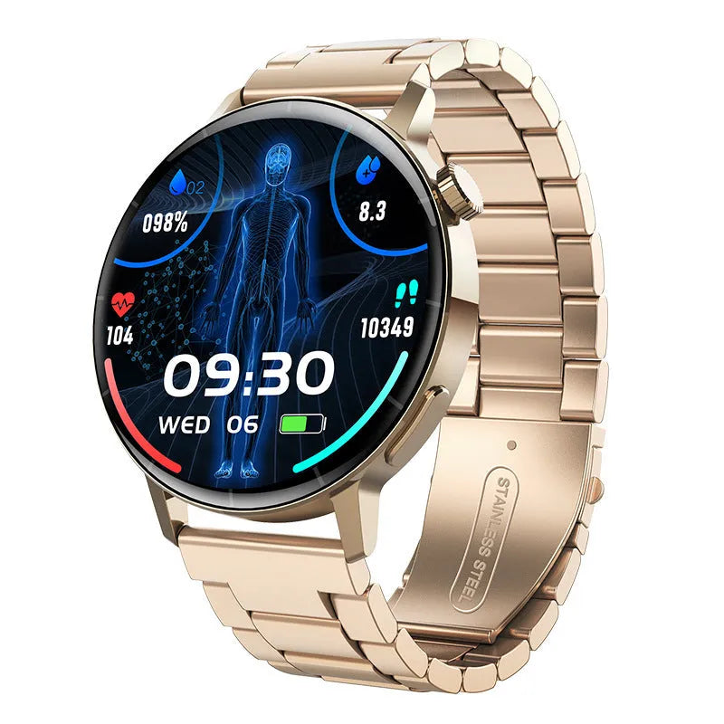 F67S third generation blood glucose smart watch on wrist, red light sensor, black strap variant