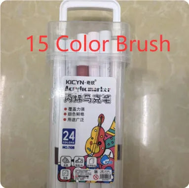 Brush set with 12 colours paintbrushes for watercolour acrylic gouache painting