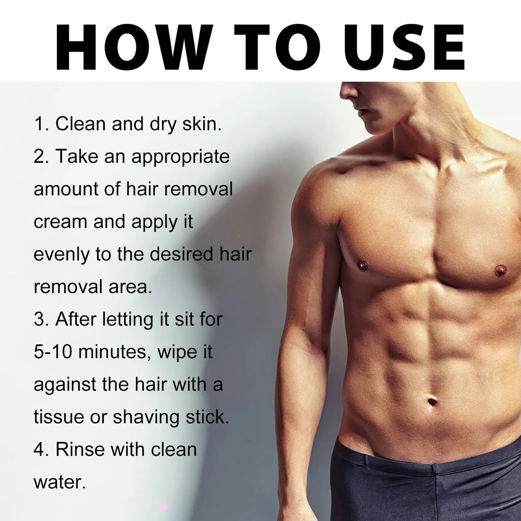 Men's hair removal cream tube for face beard armpit hand leg body grooming