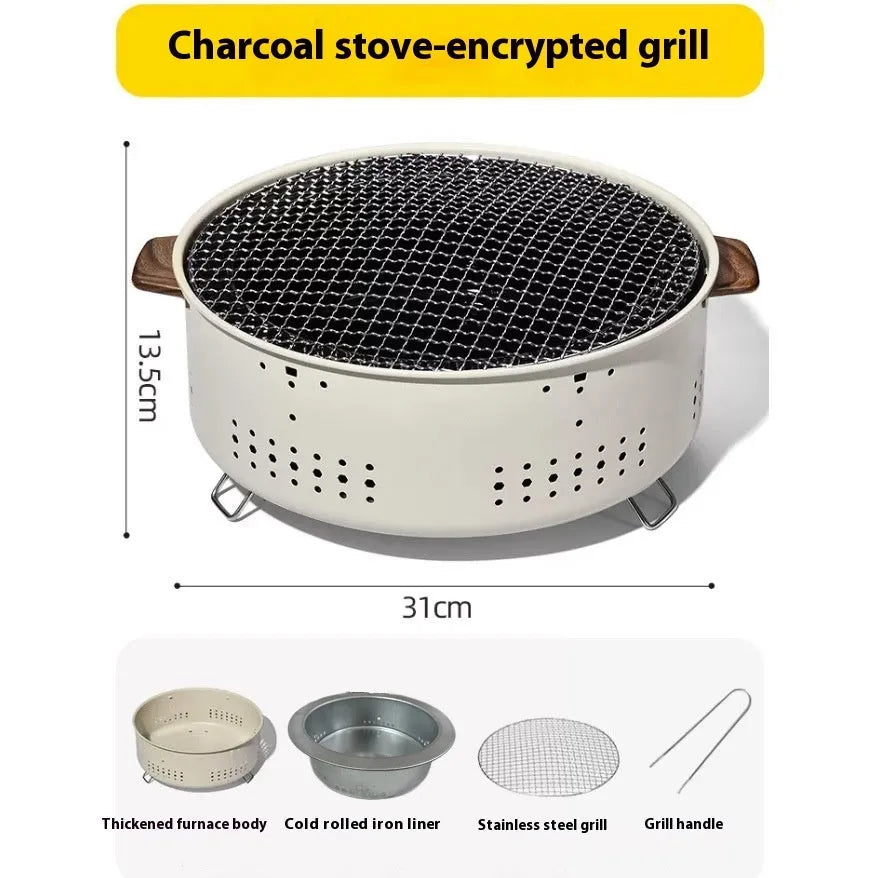Modern indoor portable charcoal stove with grill rack disc for tea cooking and baking
