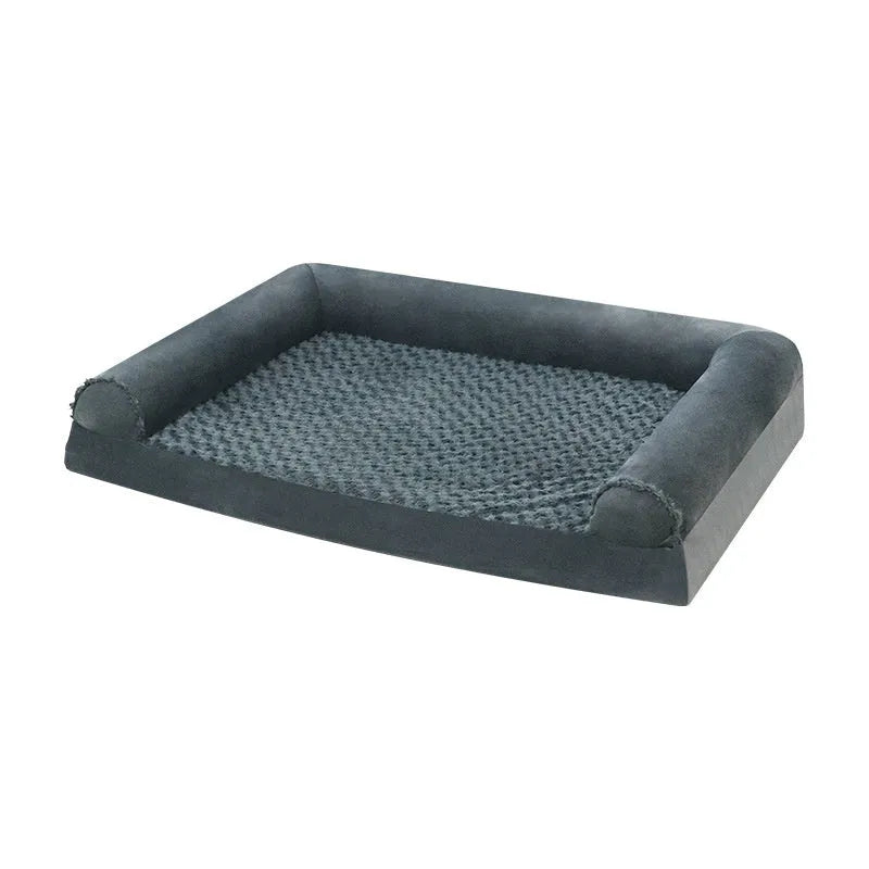 Light grey cloth kennel for medium large dogs showing dimensions and soft-sided construction