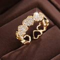Adjustable geometric heart couple's ring in copper with gold finish