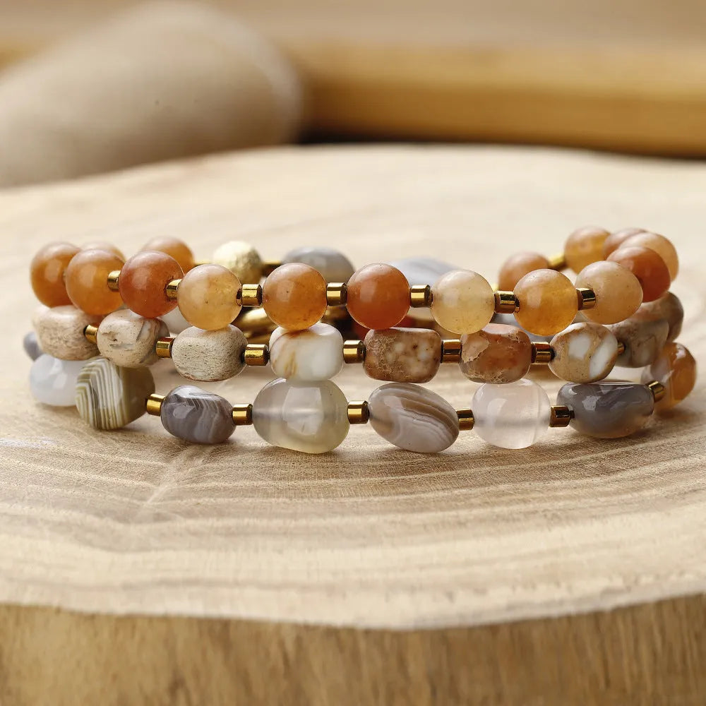 Hand-woven Persian Gulf agate multi-layer bracelet in 3790 colour, unisex simple geometry style on a light background