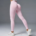 Women's peach hip yoga pants in cotton blend fabric with quick-drying properties