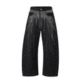 Loose-fitting wide-leg cotton trousers in blue for teenagers, pullover style, high street casual