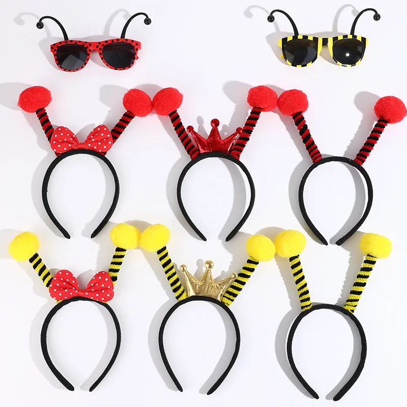 Yellow and black bee costume headband and glasses set for children's fancy dress