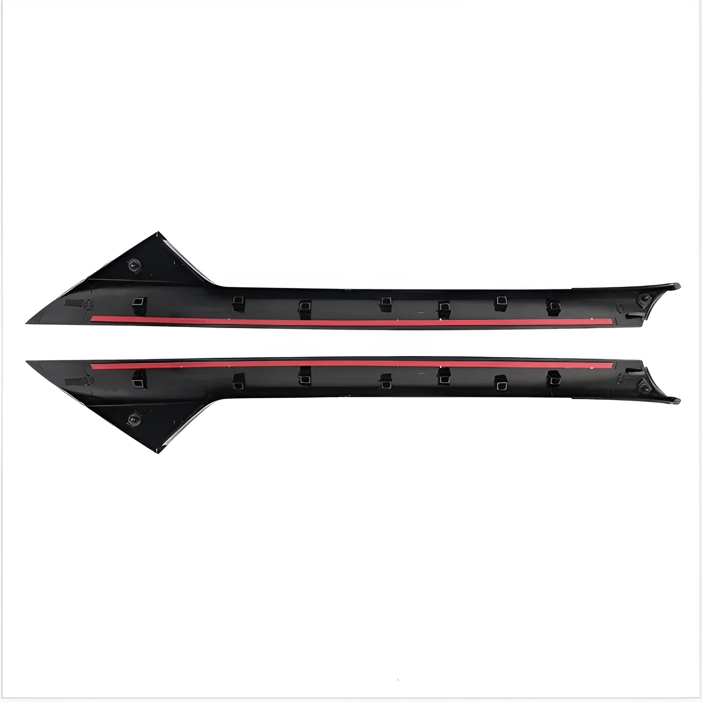 Black front windshield trim panel set for Ford with part numbers BB5Z-7803144-AA and BB5Z-7803145-AA