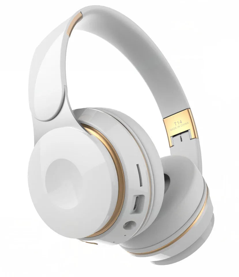 Bluetooth wireless foldable over-ear headset in black with aluminium alloy frame and padded ear cups